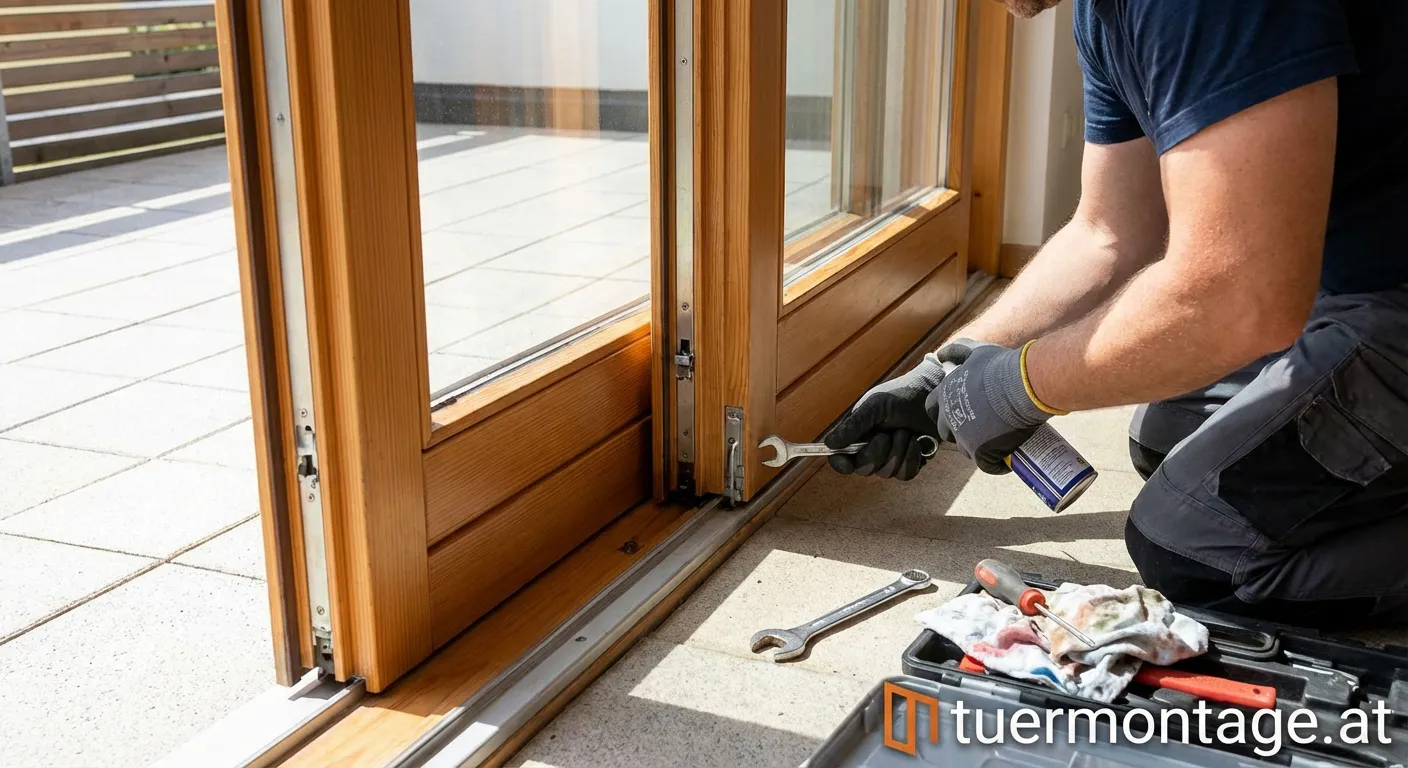 Wartung von Hebe-Schiebe-Elementen an einer Balkontür