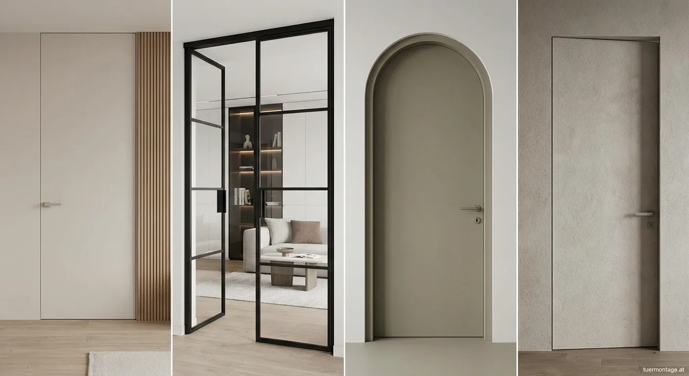 Moderne Innentür mit minimalistischem Design in hellem Holzton