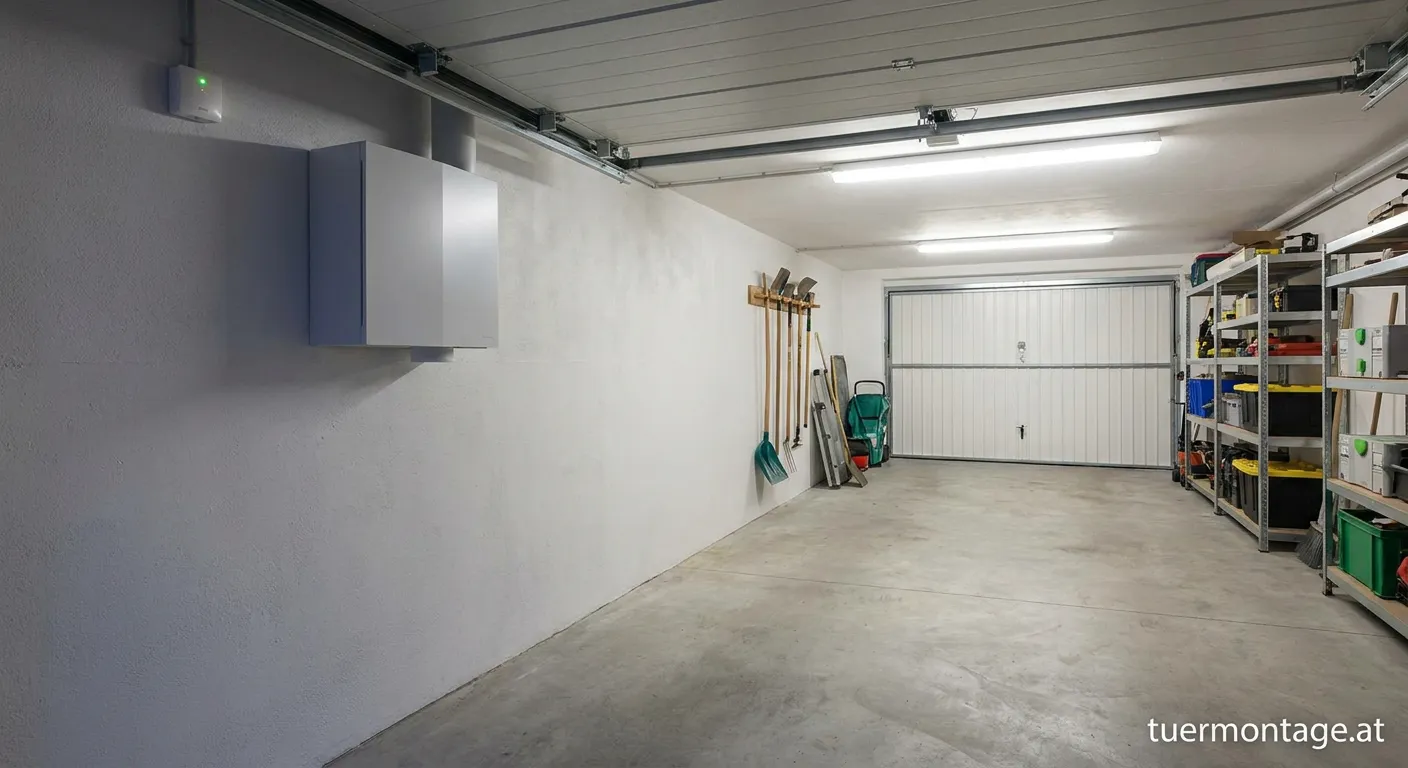 Feuchtigkeitsgesteuerte Lüftungsanlage in einer modernen Garage installiert