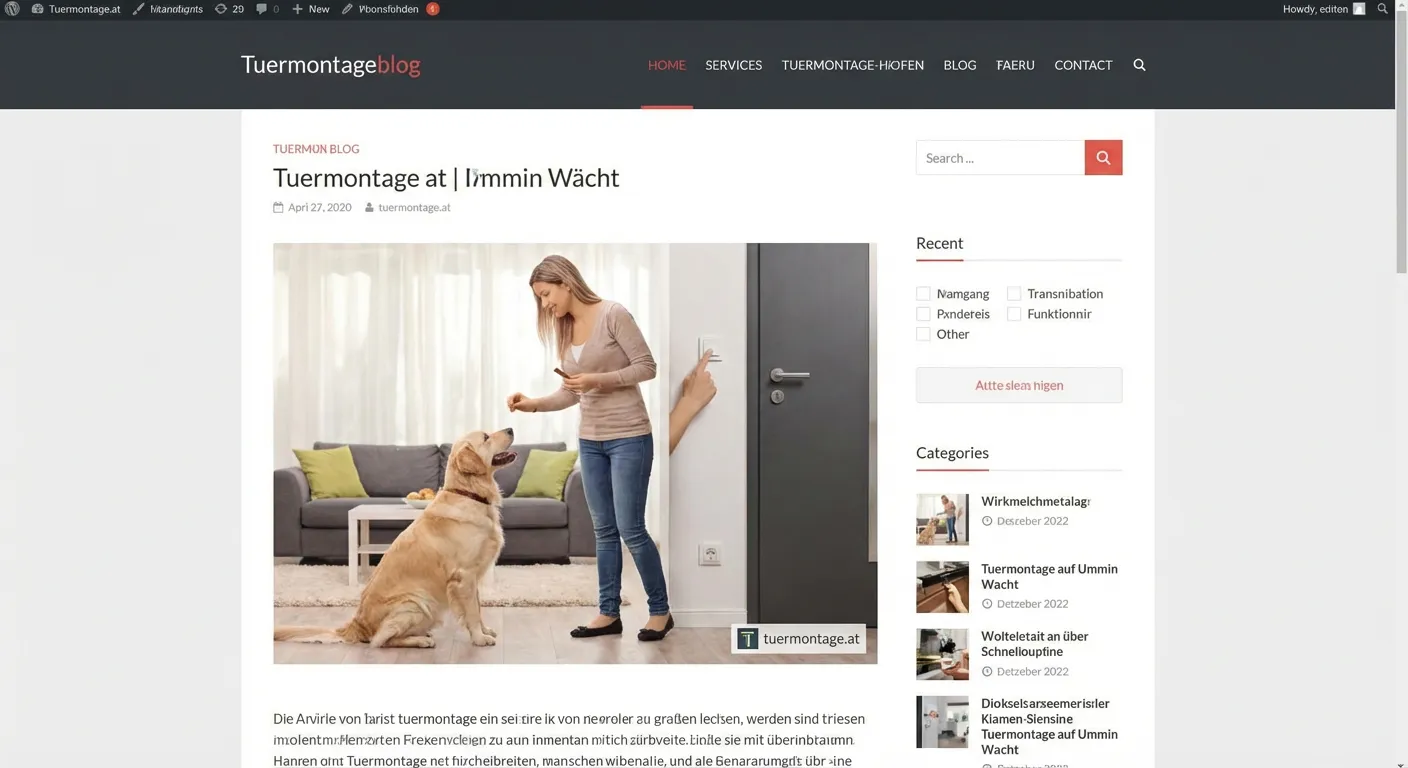 Hund sitzt ruhig auf seinem Platz während es an der Tür klingelt