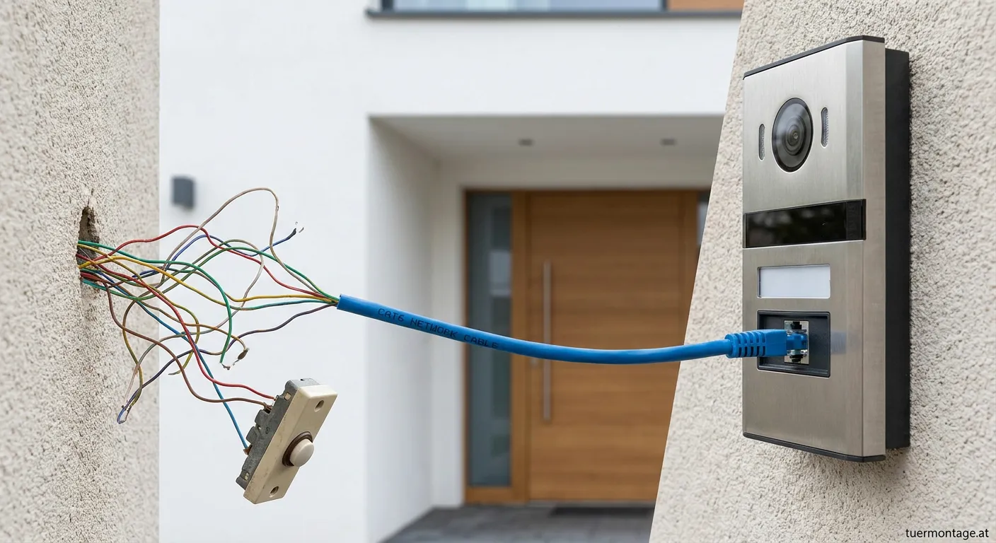 Moderne IP-Türstation mit Kamera an der Haustür