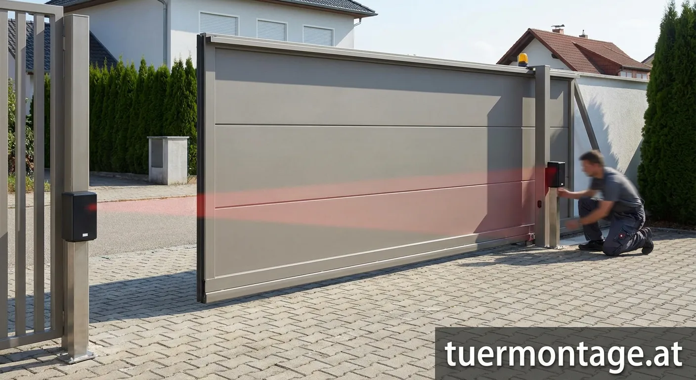 Lichtschranke an einem Gartentor für mehr Sicherheit