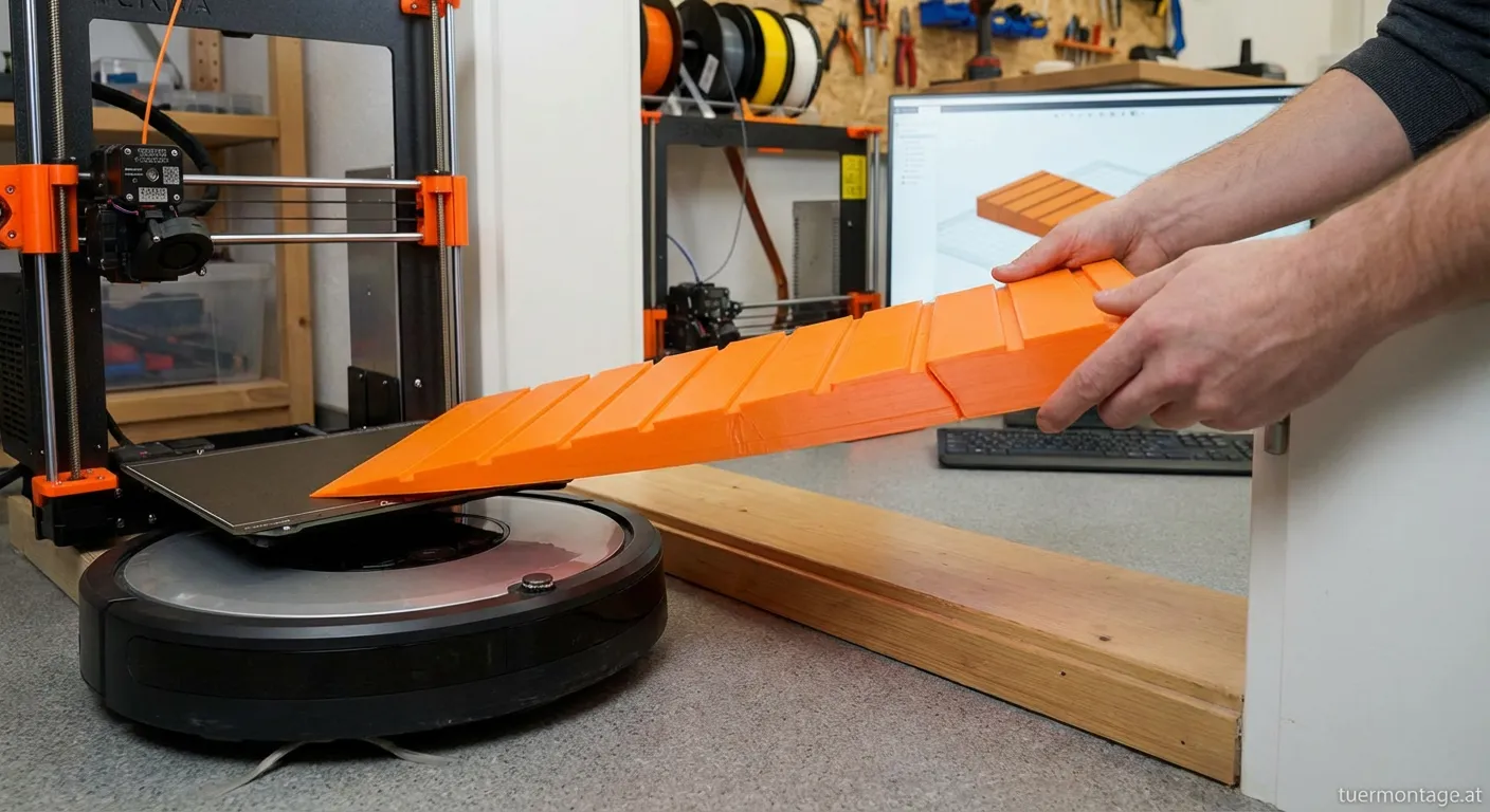 3D-gedruckte Rampe für Saugroboter an einer Türschwelle
