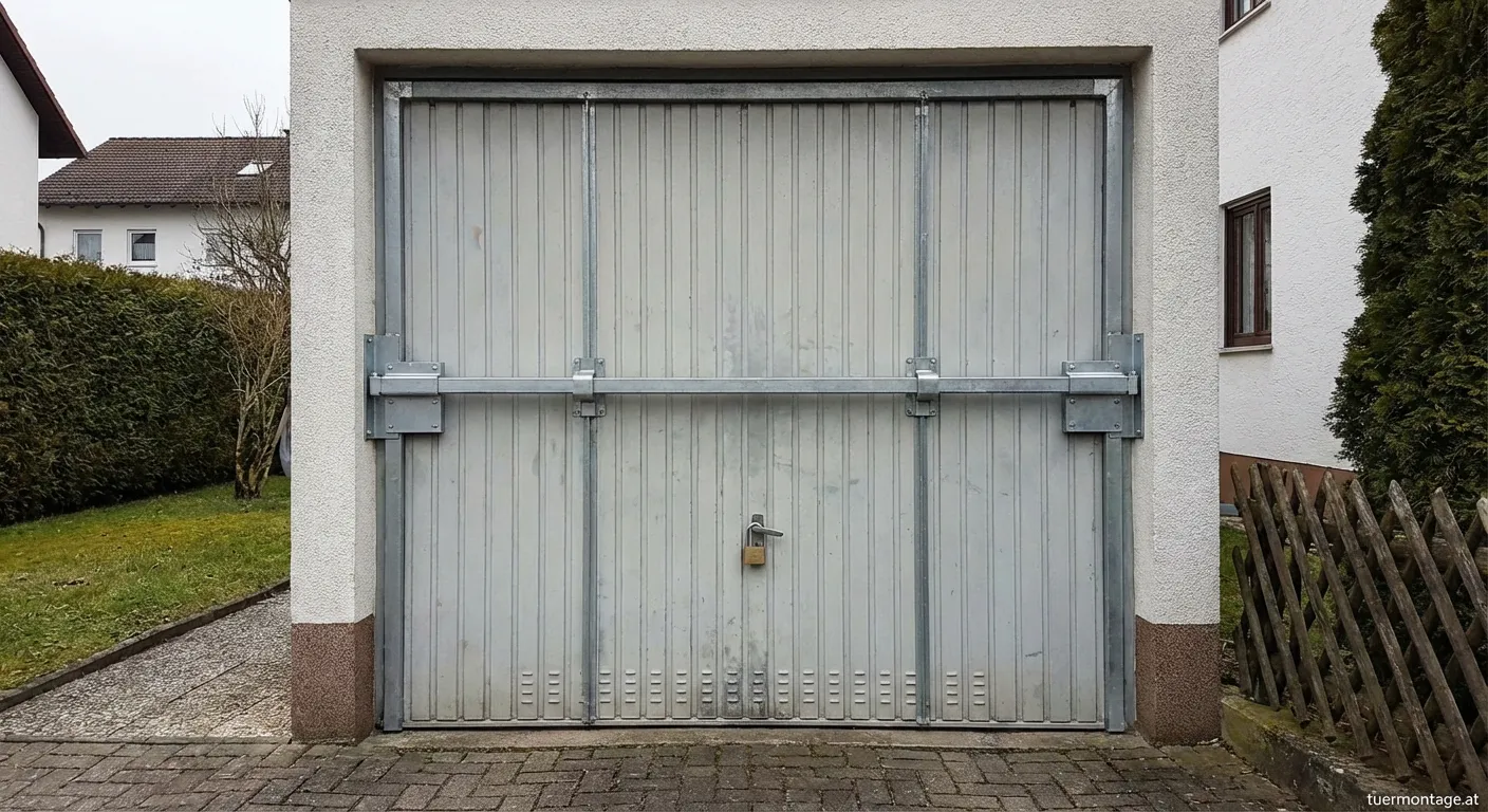 Einbruchschutz Installation um ein Schwingtor zu sichern