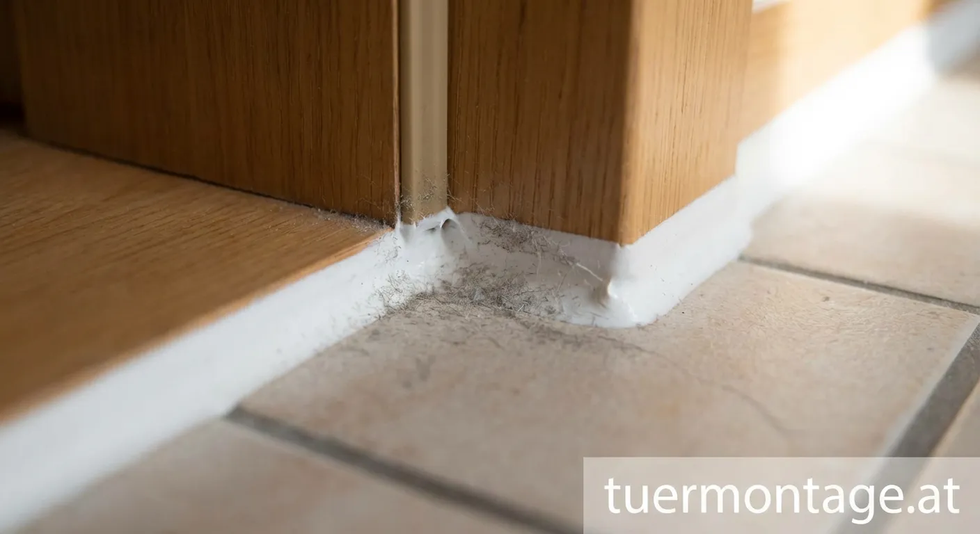 Reinigung einer staubigen Silikonfuge an einer Türzarge