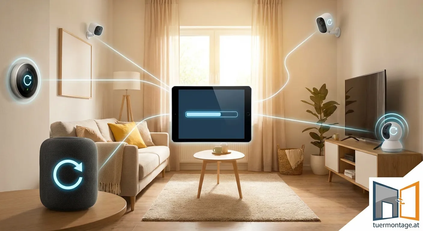 Smartphone zeigt verfügbares Software-Update für Smart Home Steuerung an