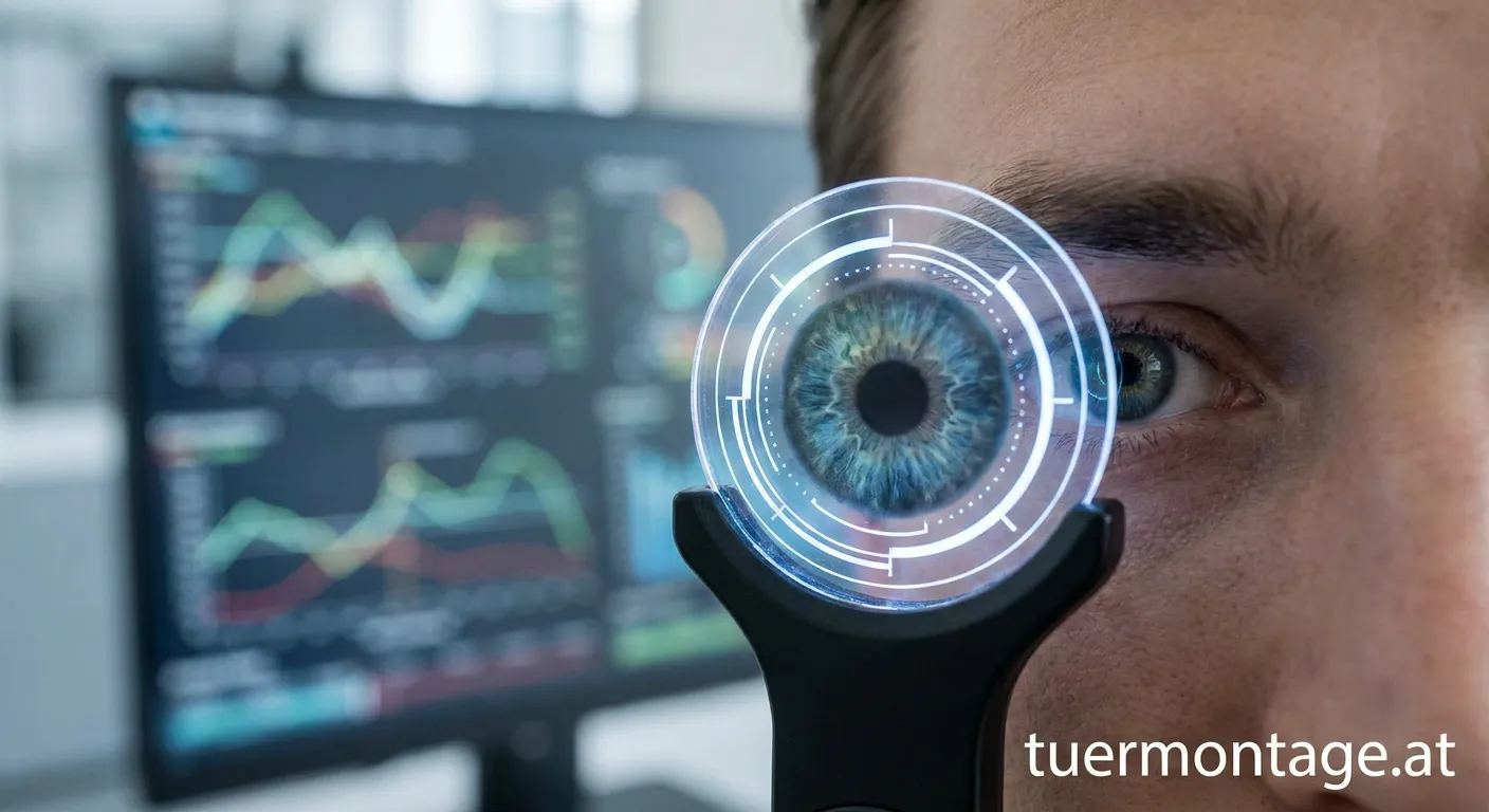 Iris-Scanner zur biometrischen Zutrittskontrolle an einer Tür